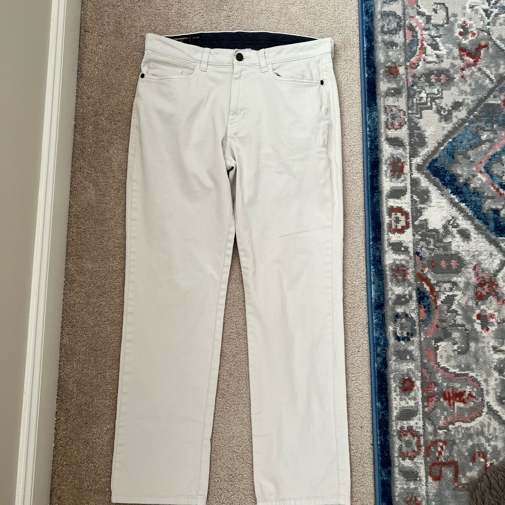 Khaki/White Johnston & Murphy Straight-Leg Pants